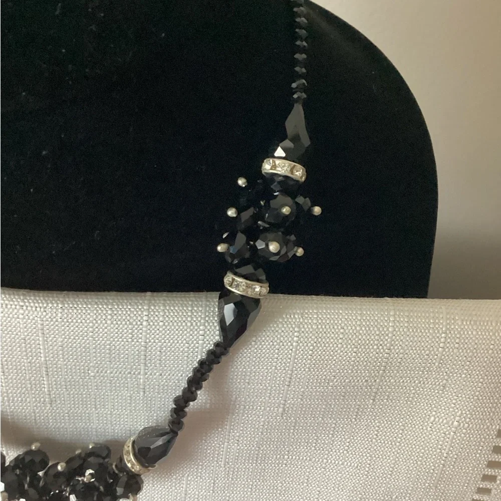 Black Cut Genuine Crystal Necklace